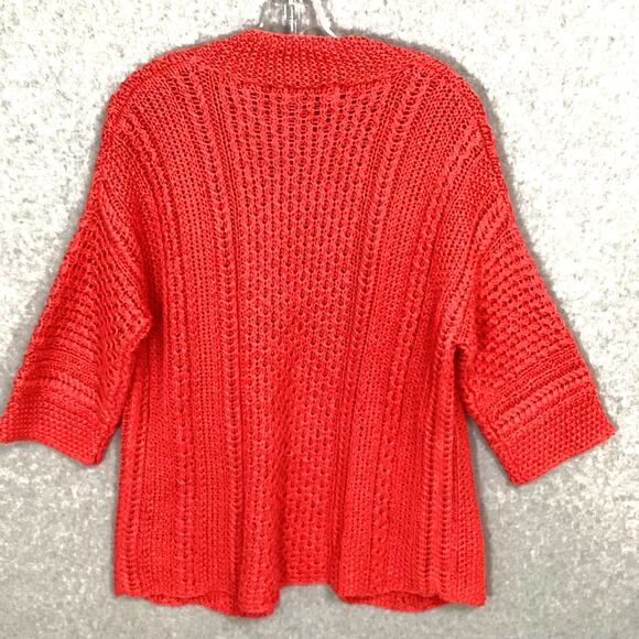Eddie Bauer 100% Linen Open Knit Sweater Size M Crochet Cardigan Vintage - Picture 7 of 13